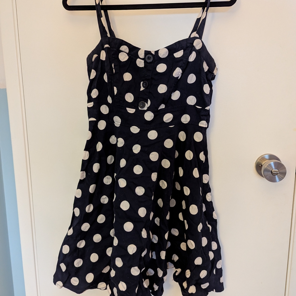 Dynamite Navy and White Polka Dot Dress